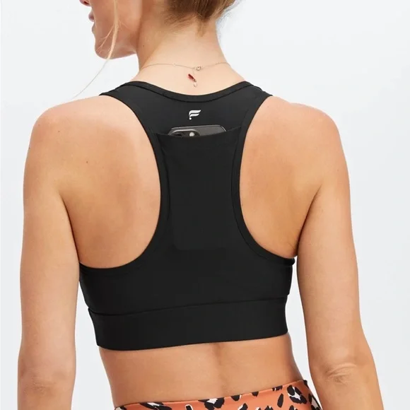 Fabletics Black On-The-Go Medium Impact Sports Bra - Picture 2 of 5